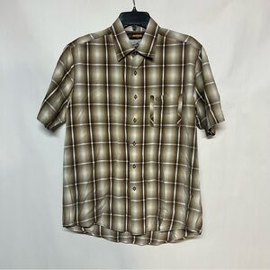 Quiksilver Men's Brown Plaid Short-Sleeve Button-Down Shirt